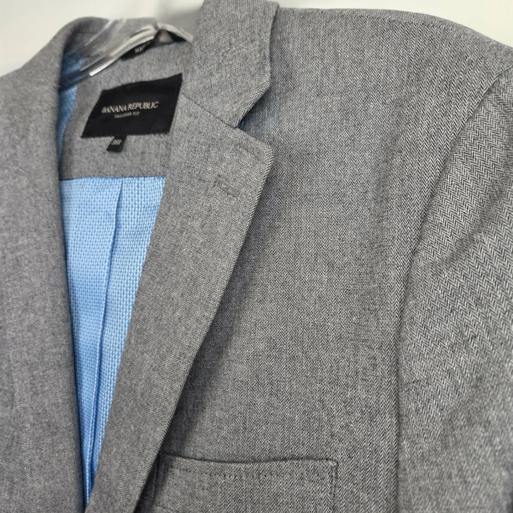 Banana Republic Tailored Fit Gray Blazer Sport Coat‎ 38R Emmetex Italian Fabric
